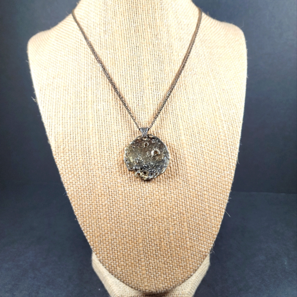 Alexis Bittar 2 Chain Mixed Metal Molten Disc Medallion Pendant